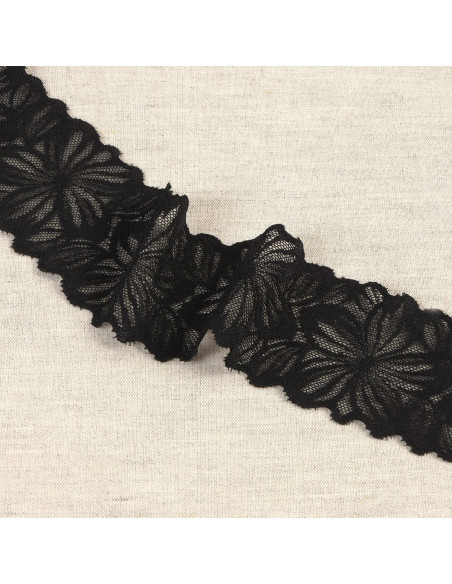 Elastische Spitzenblütenblätter - Schwarz