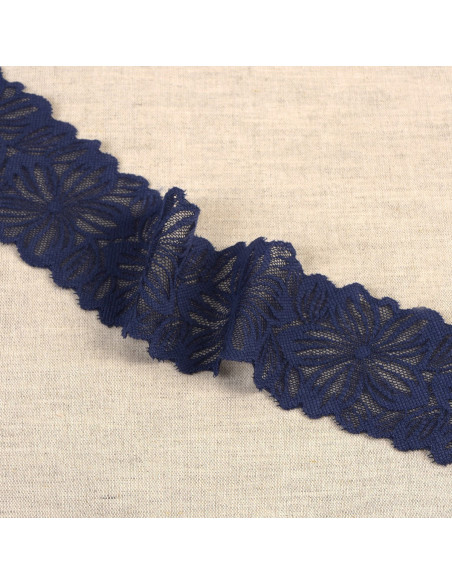 Elastische Spitzenblütenblätter - Marineblau