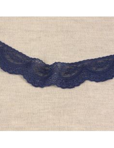 Elastische Spitzenborte - Marineblau