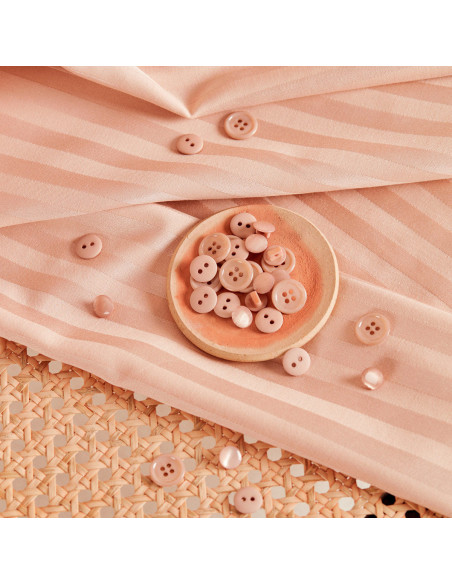 Stoff Baumwolle Viskose Streifen Blush - Atelier Brunette