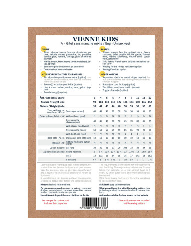 Ärmelloses Weste-Schnittmuster Unisex Vienne Kids - Ikatee