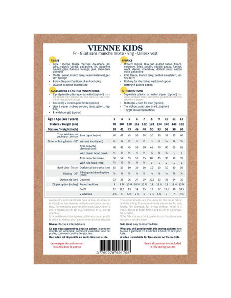 Ärmelloses Weste-Schnittmuster Unisex Vienne Kids - Ikatee