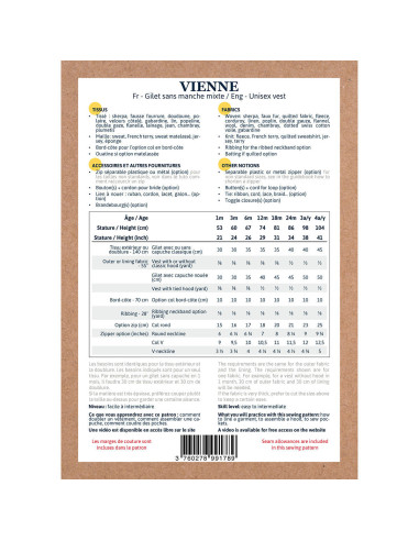 Unisex Weste Schnittmuster Vienne - Ikatee