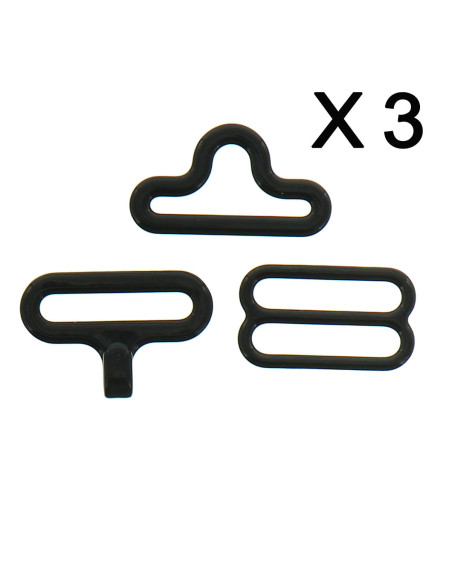 Set aus 3 Fliegenklemmen - Schwarz