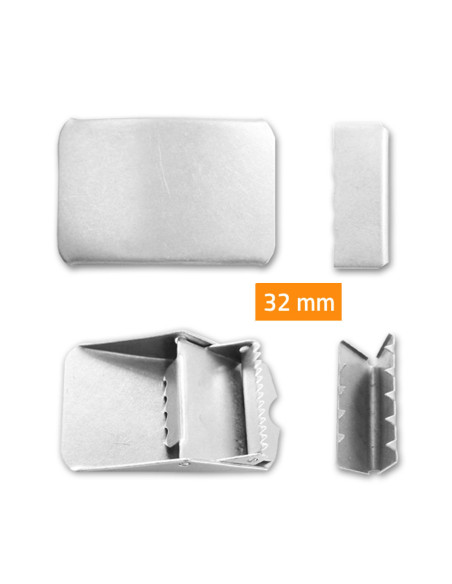 Gürtelschnalle mit Krallen und Klappe - Silber 32 mm