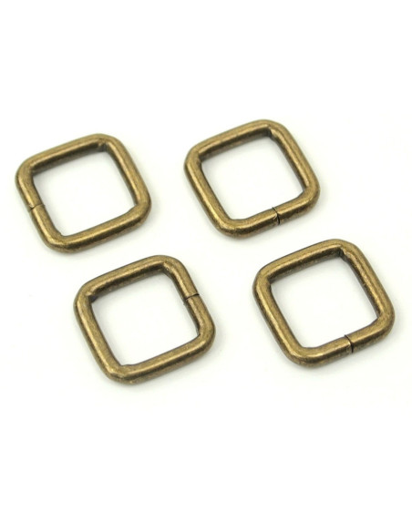 Satz von 4 quadratischen Ringen - Bronze 12,7 mm