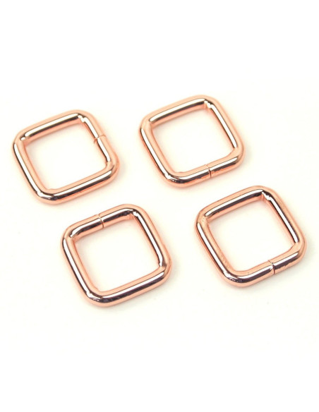 Satz von 4 quadratischen Ringen - Roségold 12,7 mm