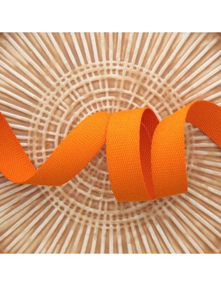 Polyesterband mit Baumwolloptik - Orange