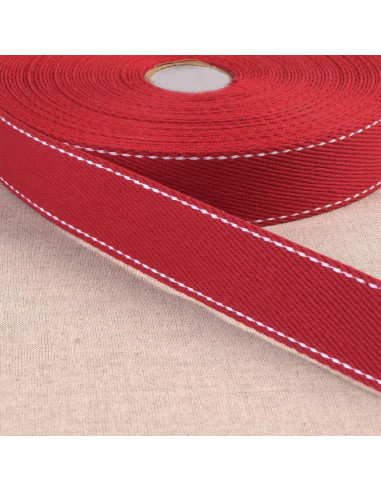 Baumwollgurt mit Sattlerstich - Rot