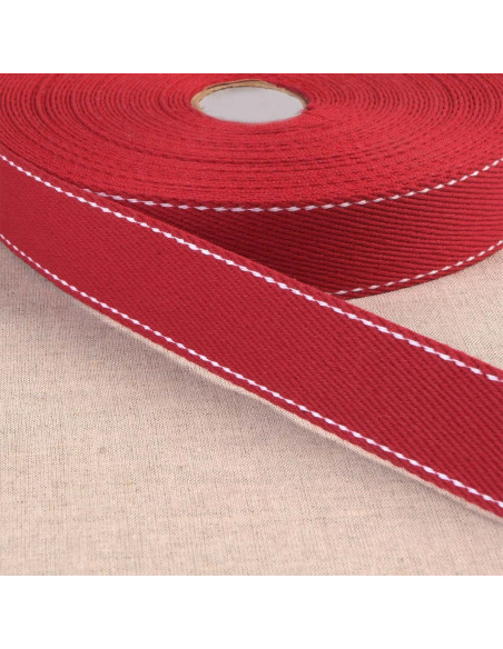 Baumwollgurt mit Sattlerstich - Rot