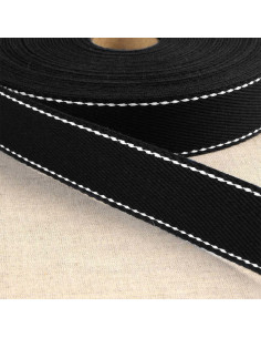 Baumwollgurt mit Sattlernaht - Schwarz
