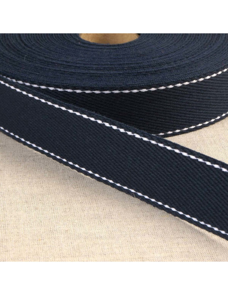 Baumwollgurt mit Sattlerstich - Marineblau
