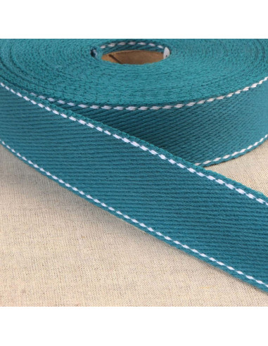 Baumwollgurt mit Sattlernaht - Entenblau