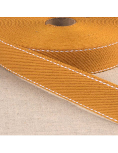 Baumwollgurt mit Sattlerstich - Senfgelb