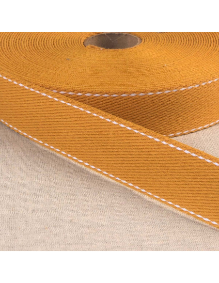 Baumwollgurt mit Sattlerstich - Senfgelb