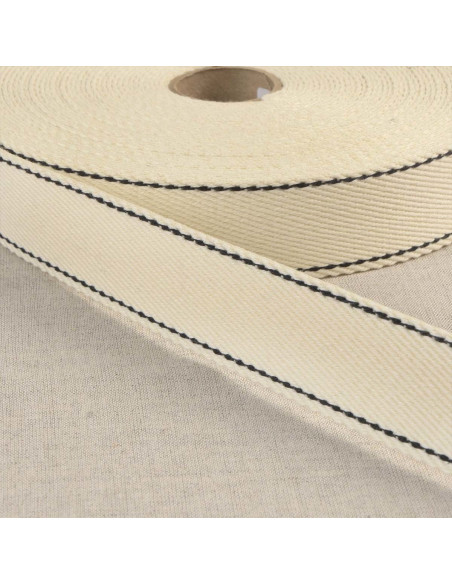 Baumwollgurt mit Sattlerstich - Ecru