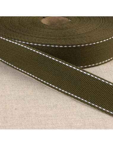 Baumwollgurt mit Sattlernaht - Khaki