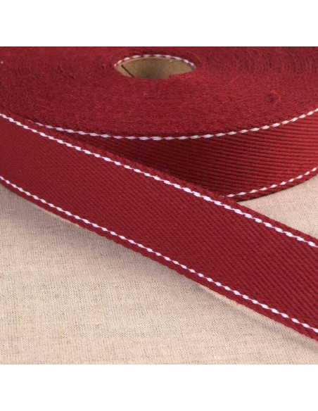 Baumwollgurt mit Sattlerstich - Bordeaux