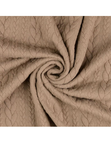Sweatstoff Zopfstrick - Chamois