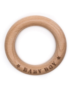 Beißring aus Holz 70 mm - Baby Junge