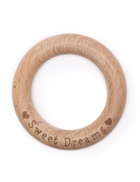 Beißring aus Holz 70 mm - Sweet Dreams