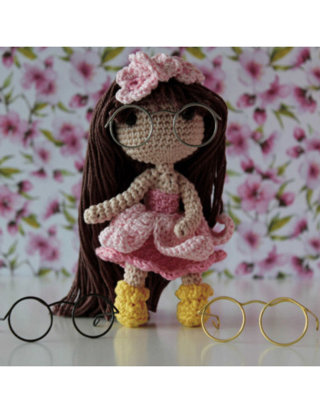 Satz von 5 Paar Brillen für Amigurumi 35 mm - Schwarz