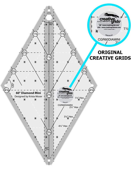 Diamant Mini 60° Quiltlineal Creative Grids