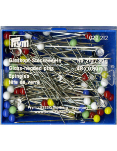 Schachtel mit 30 g extra langen Glaskopfstecknadeln sortiert Prym