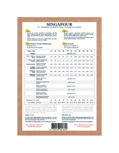 Hosen- und Shorts-Schnittmuster Singapur - Ikatee