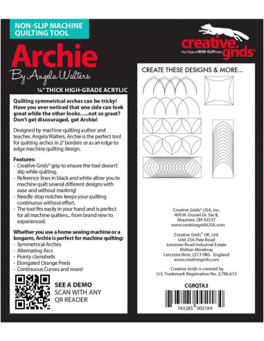 Archie Lineal für Maschinenquilten Creative Grids