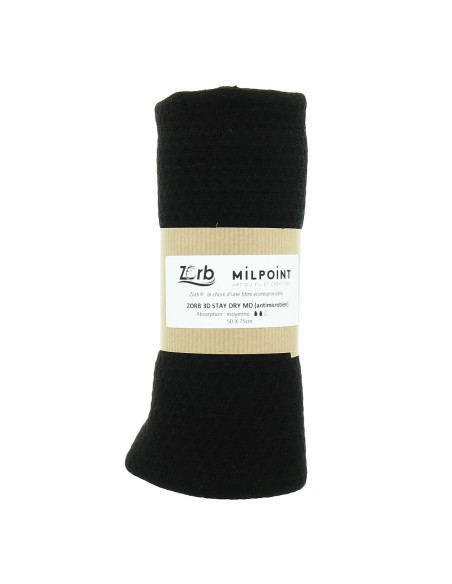 Antimikrobielles, mittleres, saugfähiges Zorb 3D Stay Dry Stoffstück 50 x 75 cm - Schwarz