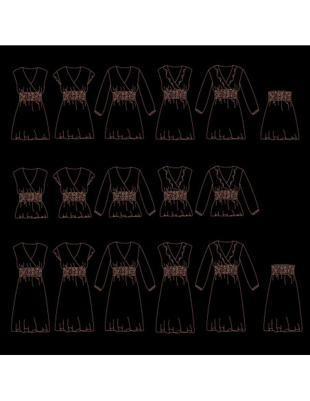 Schnittmuster für Bluse, Rock und Kleid Sifnos - Ikatee