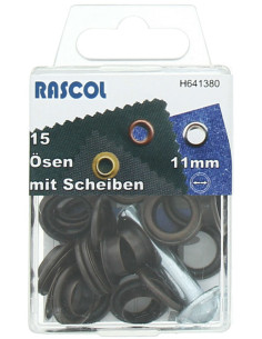 Box mit 15 Ösen 11 mm mit Rascol-Befestigungswerkzeug - Kupfer