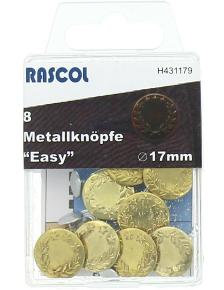 Schachtel mit 8 Jeansknöpfen 17mm Rascol - Gold Lorbeer