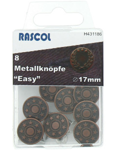 Schachtel mit 8 Jeansknöpfen 17mm Rascol - Kupfer Sterne