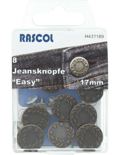 Schachtel mit 8 Jeansknöpfen 17mm Rascol - Gewehrlauf Lorbeer