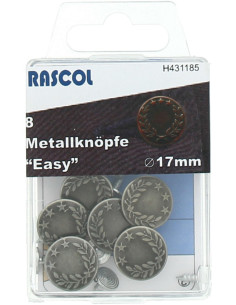 Schachtel mit 8 Jeansknöpfen 17mm Rascol - Mattes Silber Lorbeer
