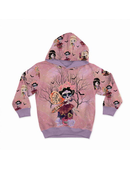 Sweatstoff - Halloween-Feen auf rosa Hintergrund