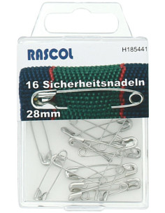 Schachtel mit 16 Sicherheitsnadeln Rascol - Silber 28 mm