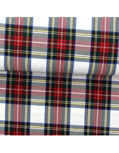 Schottisches Tartan-Gewebe - Rot, Grün, Gelb und Beige