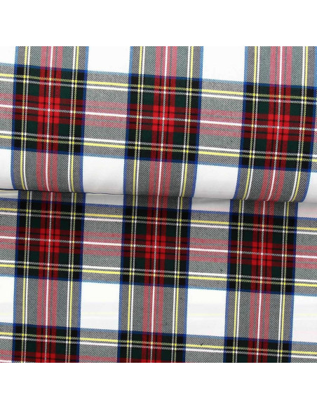 Schottisches Tartan-Gewebe - Rot, Grün, Gelb und Beige