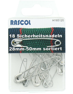 Schachtel mit 18 Sicherheitsnadeln Rascol - Silber Sortiment