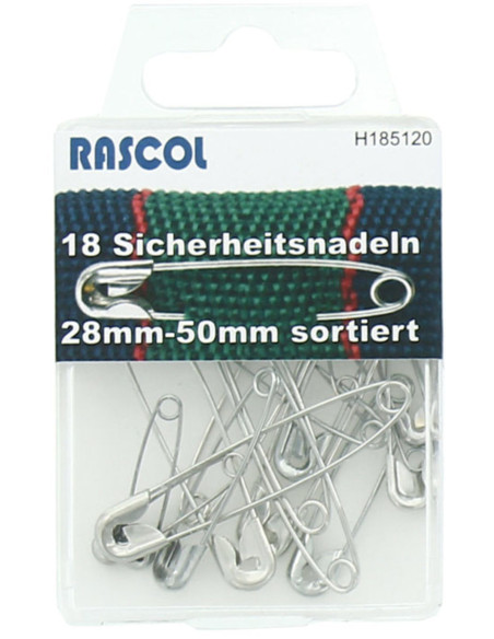 Schachtel mit 18 Sicherheitsnadeln Rascol - Silber Sortiment