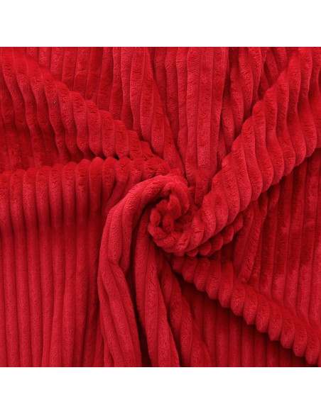 Minky-Stoff mit breiten Rippen - Rot