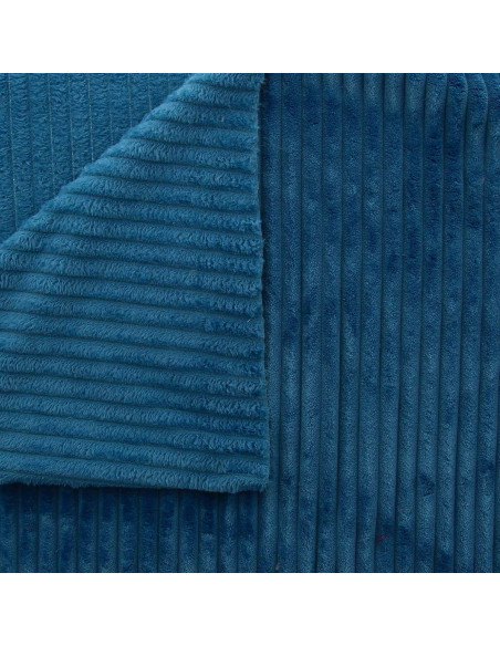 Minky-Stoff mit breiten Rippen - Petrolblau