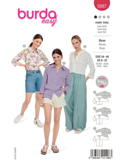 Blusenschnittmuster - Burda 5887