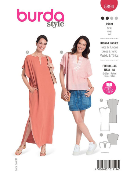 Kleid- und Tunikaschnittmuster - Burda 5894