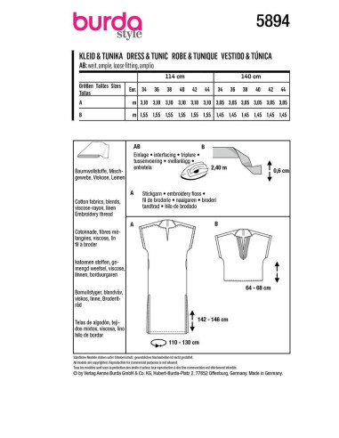 Kleid- und Tunikaschnittmuster - Burda 5894
