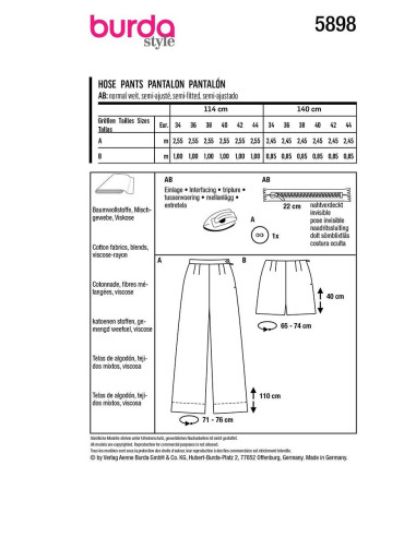 Hosenmuster - Burda 5898