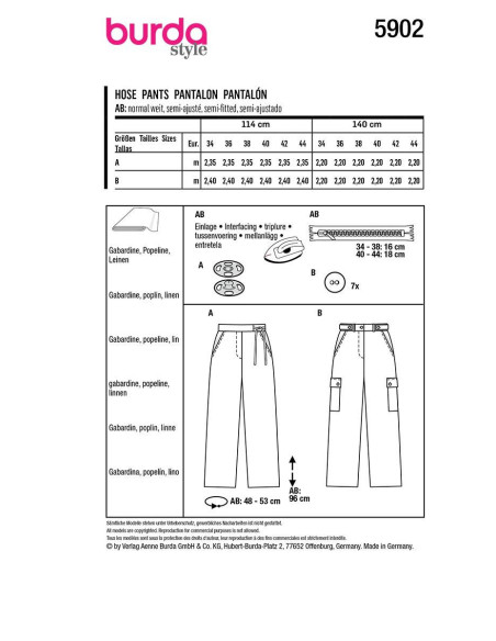 Hosenmuster - Burda 5902
